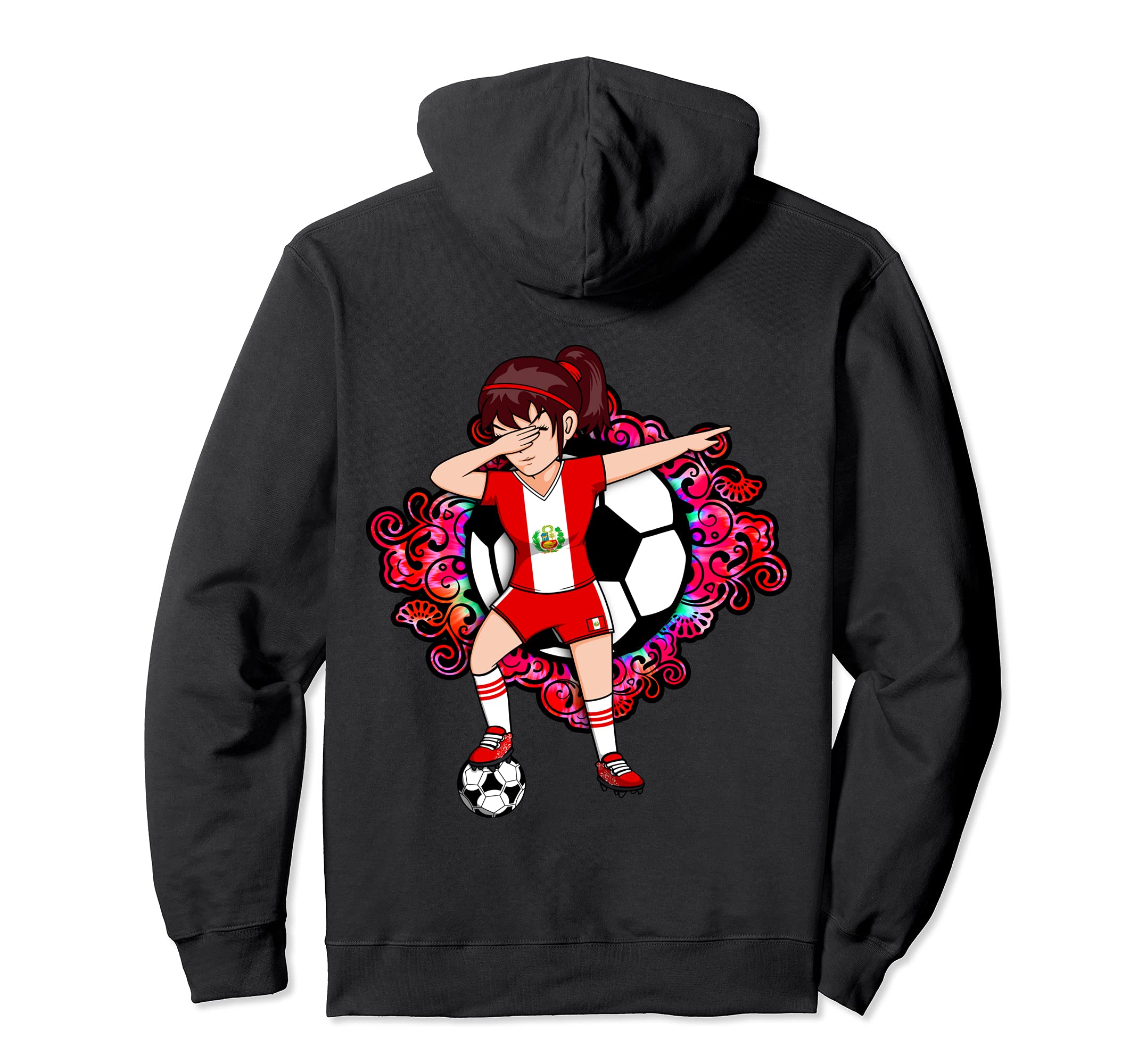 Dabbing Soccer Peru Fans Jersey Floral Hoodie - Novelty Apparel Unisex