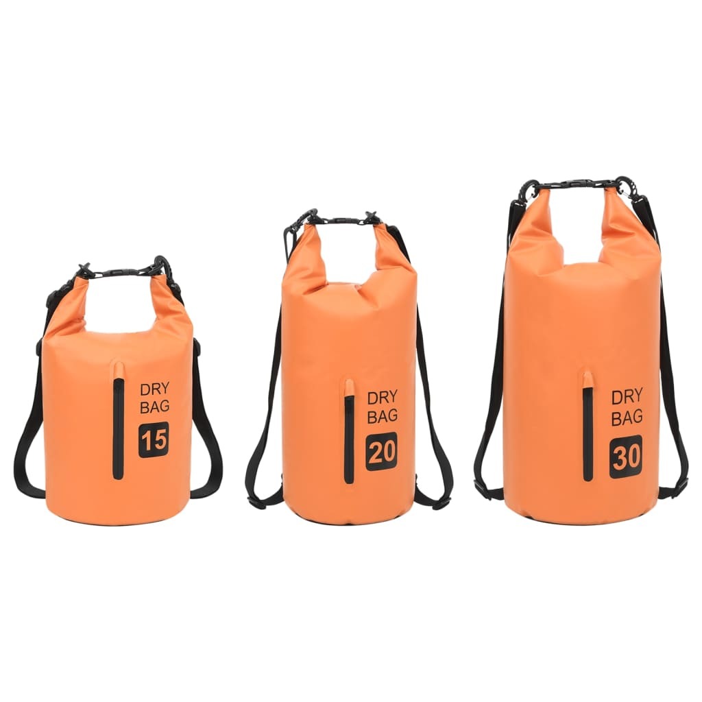 Dry Bag with Zipper Orange 4 gal PVC