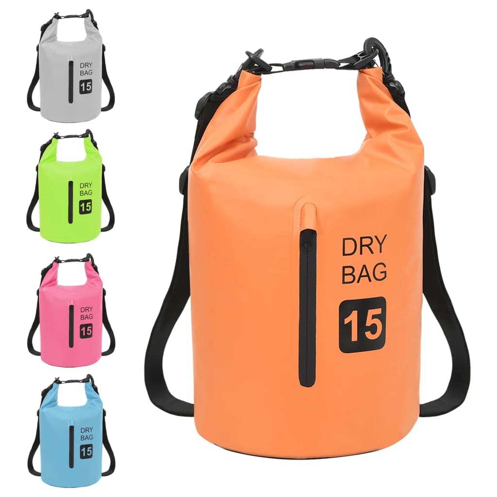 Dry Bag with Zipper Orange 4 gal PVC