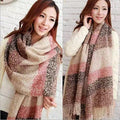 Color: Pink - Rust - Black - Wrap Me Softly Cotton Shawl With Fringe