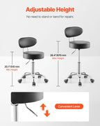 Shop Stool with Backrest, Pneumatic Garage Seat/Work Stool with Wheels, 300 lbs Load, Adjustable Roller Creeper Seat, 360? Swivel Padded Workshop Stool, for Garage, Shop & Auto Repair, Black