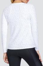 Gracen Top - Chalk White Leopard Jacquard