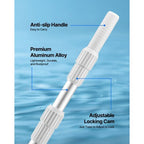 Pool Pole, 3.4 to 15 Ft Telescoping Swimming Pool Cleaning Poles, Professional Adjustable Telescopic Pole with 2 Extension Poles, Heavy Duty Cleaner Stick for Skimmer Net, Brush, Vacuum Head