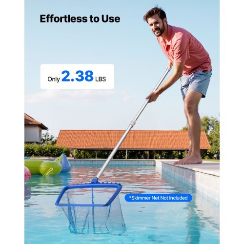 Pool Pole, 3.4 to 15 Ft Telescoping Swimming Pool Cleaning Poles, Professional Adjustable Telescopic Pole with 2 Extension Poles, Heavy Duty Cleaner Stick for Skimmer Net, Brush, Vacuum Head