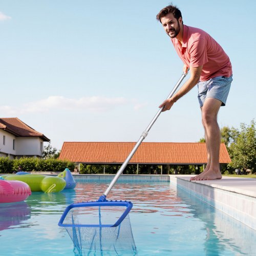 Pool Pole, 3.4 to 15 Ft Telescoping Swimming Pool Cleaning Poles, Professional Adjustable Telescopic Pole with 2 Extension Poles, Heavy Duty Cleaner Stick for Skimmer Net, Brush, Vacuum Head