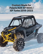 Cab Enclosure Upper Doors, Compatible with Polaris RZR XP 1000/XP Turbo 2014-2023, Soft Upper Doors, Windproof Upgraded Zipper UTV Soft Side Window Kit, Work with Side Mirrors and Windshields
