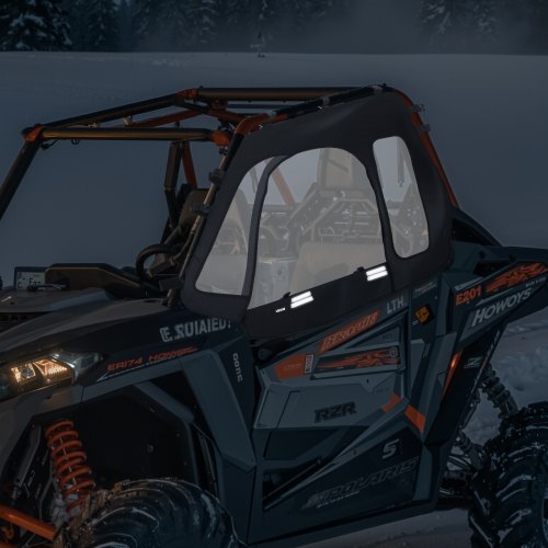 Cab Enclosure Upper Doors, Compatible with Polaris RZR XP 1000/XP Turbo 2014-2023, Soft Upper Doors, Windproof Upgraded Zipper UTV Soft Side Window Kit, Work with Side Mirrors and Windshields