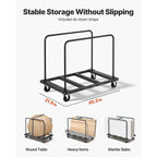 Drywall Cart Dolly, 1800 lbs Load Capacity, Steel Panel Truck Cart with 5 inch Swivel Casters, Lumber Drywall Dolly with Tie-Down Strap & 2 Side Handrails for Factory, Warehouse, Garage, Black