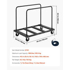 Drywall Cart Dolly, 1800 lbs Load Capacity, Steel Panel Truck Cart with 5 inch Swivel Casters, Lumber Drywall Dolly with Tie-Down Strap & 2 Side Handrails for Factory, Warehouse, Garage, Black