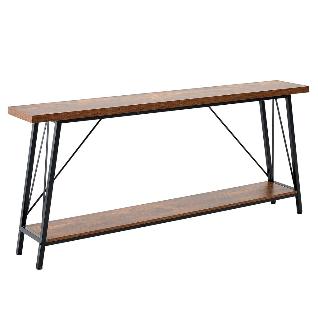 Narrow Console Sofa Table, 70.9 inches Behind Couch Table, 2-Tier Long Entryway Table and Skinny Hallway Table, Narrow Sofa Table with Metal Frame, for Entryway, Hallway, Living Room & Bedroom