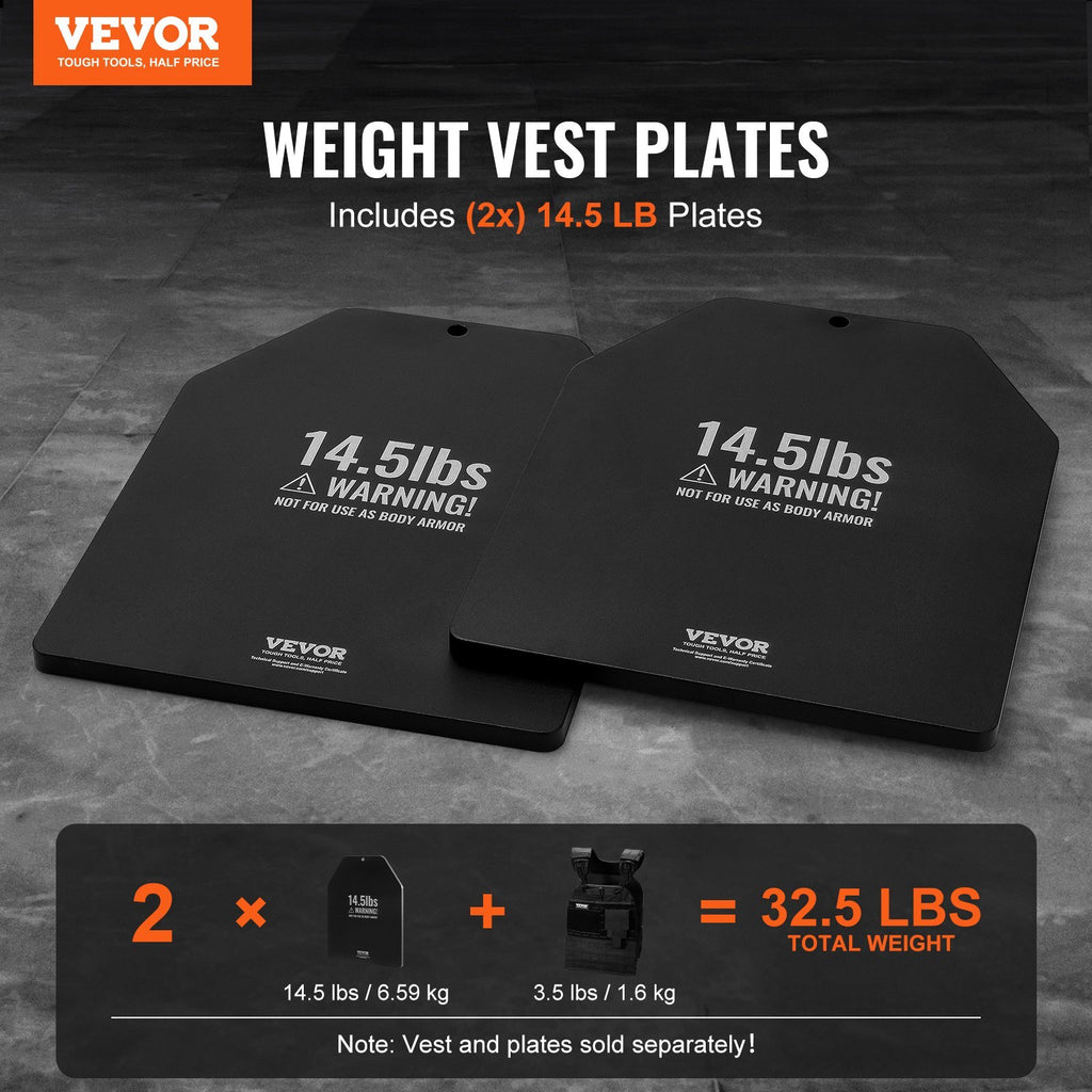 Weight Vest Plates, 14.5 LB Pairs, Premium Steel Weighted plates, Contoured Ergonomic Fit  WODs, Additional Weight for Weight Vests, for Strength Training, Running, Fitness, Heavy Workouts