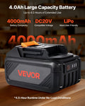 20V MAX, Portable Battery and Charger Combo, AC 110V, 4.0 Ah Lithium-Ion Battery Pack, 4000 mAh Large Capacity, Extended Runtime, Compatible with Series Tools, for Replacement and Fast Charging