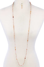 Beaded Fashion Long Necklace And Earring Set