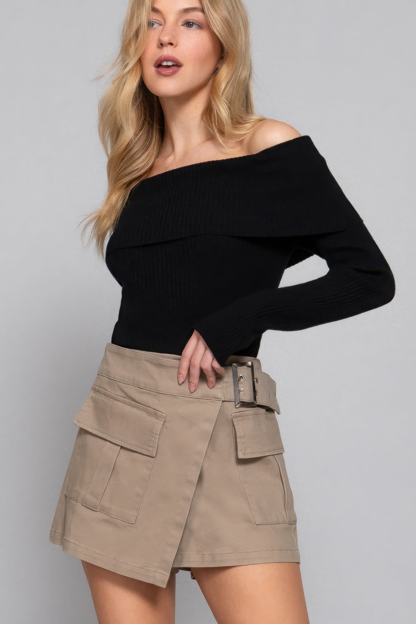 Waist Belted Cargo Skort