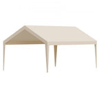 Carport Replacement Canopy, 12 x 20 ft Potable Garage Tent Top Tarp, UV-Resistant & Waterproof Car Shelter Tarp, Heavy Duty Car Port Cover with Ball Buggees, Beige, Frame Not Included