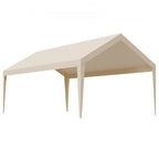 Carport Replacement Canopy, 12 x 20 ft Potable Garage Tent Top Tarp, UV-Resistant & Waterproof Car Shelter Tarp, Heavy Duty Car Port Cover with Ball Buggees, Beige, Frame Not Included