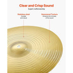 Cymbal Pack, 6 Pieces Cymbals for Drum Set, Alloy Cymbals Drum Set Includes 14-inch Hi-Hats, 16-inch Crash, 18-inch Crash, 20-inch Ride, 10-inch Splash, 16-inch China, Drumsticks & Cymbal Bag