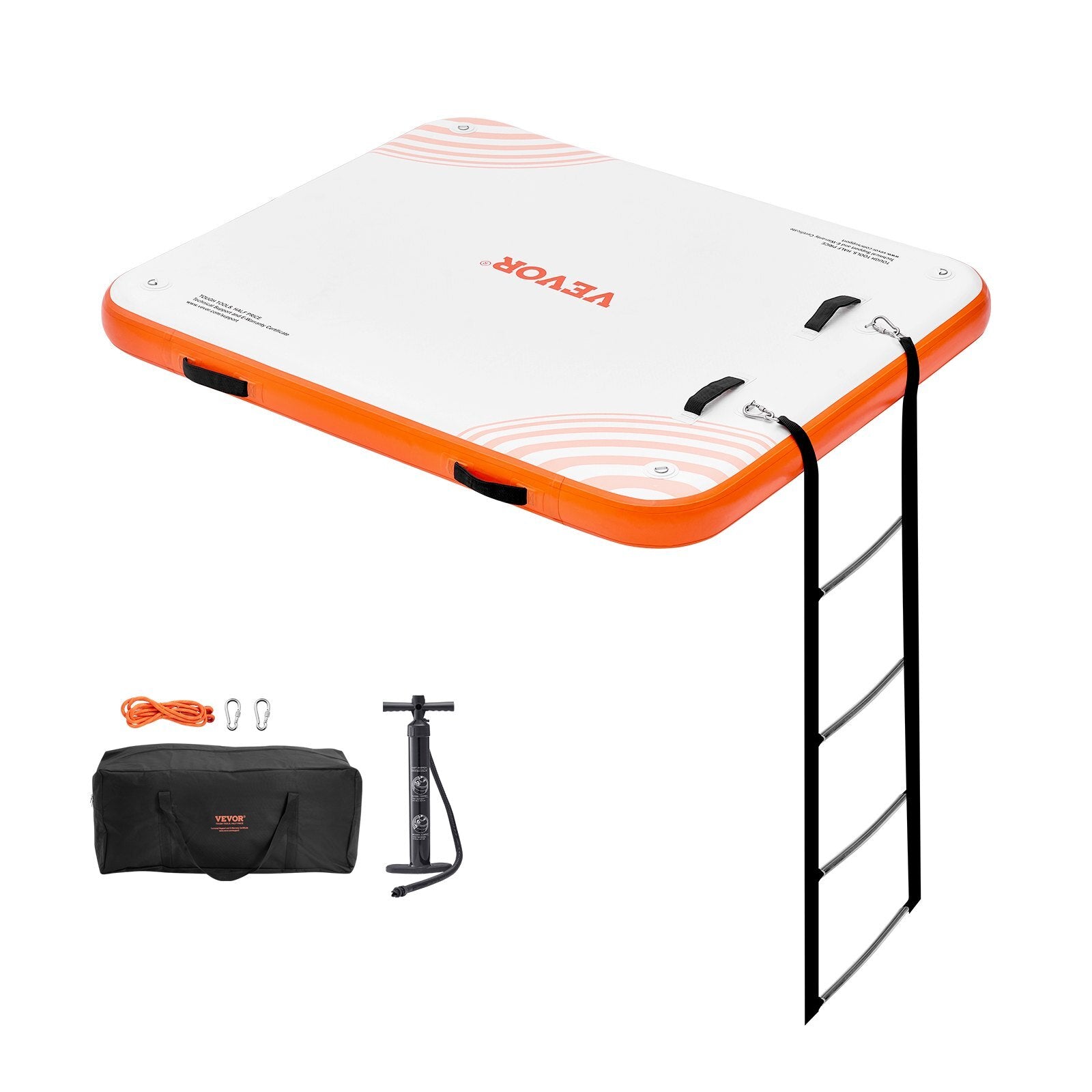 Inflatable Floating Dock, 6 x 5FT Inflatable Dock Platform, Non-Slip Water Floating Dock Mat with Portable Carrying Bag & Detachable Ladder, Floating Platform Island Raft for Pool Beach Ocean