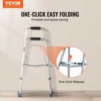 Folding Hemi Walker, One Arm Folding Walker for Seniors with 6-Level Adjustable Height, Lightweight Aluminum | Side One-Hand Style Mobility Aid for Elderly Handicapped Disabled, Up to 350LBS