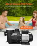 Above Ground Pool Pump, 3 HP, 149 GPM Max Flow Single Speed Swimming Pool Pump, 220V 3450 RPM 42 ft Max Head Lift with PP Shell Strainer Basket, 122F Max Water Temp, for Hot Tubs Spas, No Plug
