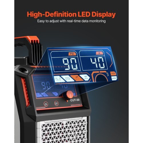 Plasma Cutter, 50A Non-Touch Pilot Arc Plasma Cutting Machine, 110V/220V Dual Voltage Digital Display IGBT Inverter - with 2T/4T Function & Adjustable PA/PT Time for Home Repairs, Workshops