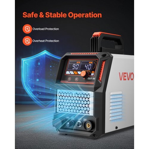 Plasma Cutter, 50A Non-Touch Pilot Arc Plasma Cutting Machine, 110V/220V Dual Voltage Digital Display IGBT Inverter - with 2T/4T Function & Adjustable PA/PT Time for Home Repairs, Workshops