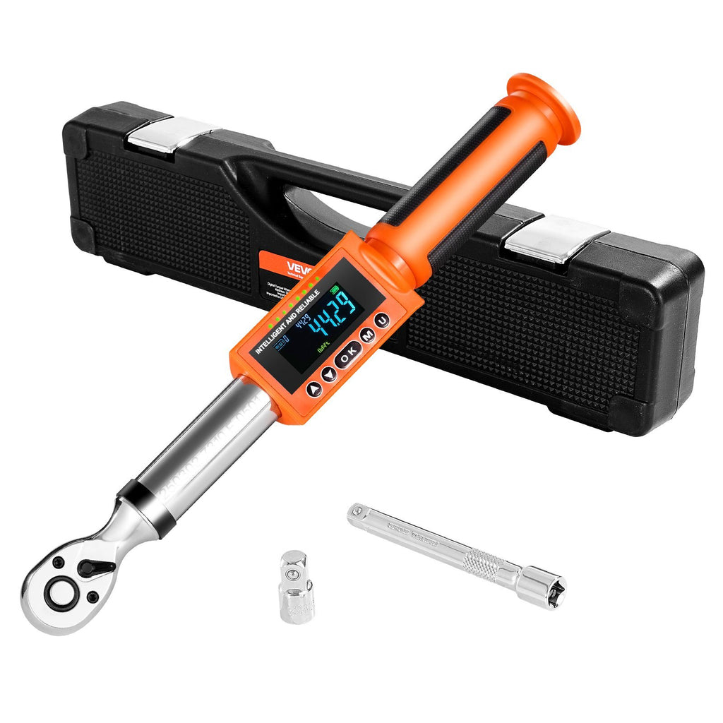 Digital Torque Wrench, 3/8 Inch Drive, 0-99.57 lbf-ft / 0-135 N.m, 72-Tooth, ?2% High Accuracy Electronic Torque Wrench with Preset Value, Buzzer and LED Notification, for Automotive Motorcycle