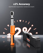 Digital Torque Wrench, 3/8 Inch Drive, 0-99.57 lbf-ft / 0-135 N.m, 72-Tooth, ?2% High Accuracy Electronic Torque Wrench with Preset Value, Buzzer and LED Notification, for Automotive Motorcycle