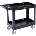 Utility Service Cart, 2 Shelf 550LBS Heavy Duty Plastic Rolling Utility Cart with 360? Swivel Wheels, Medium Lipped Shelf, Ergonomic Storage Handle for Warehouse/Garage/Cleaning/Office