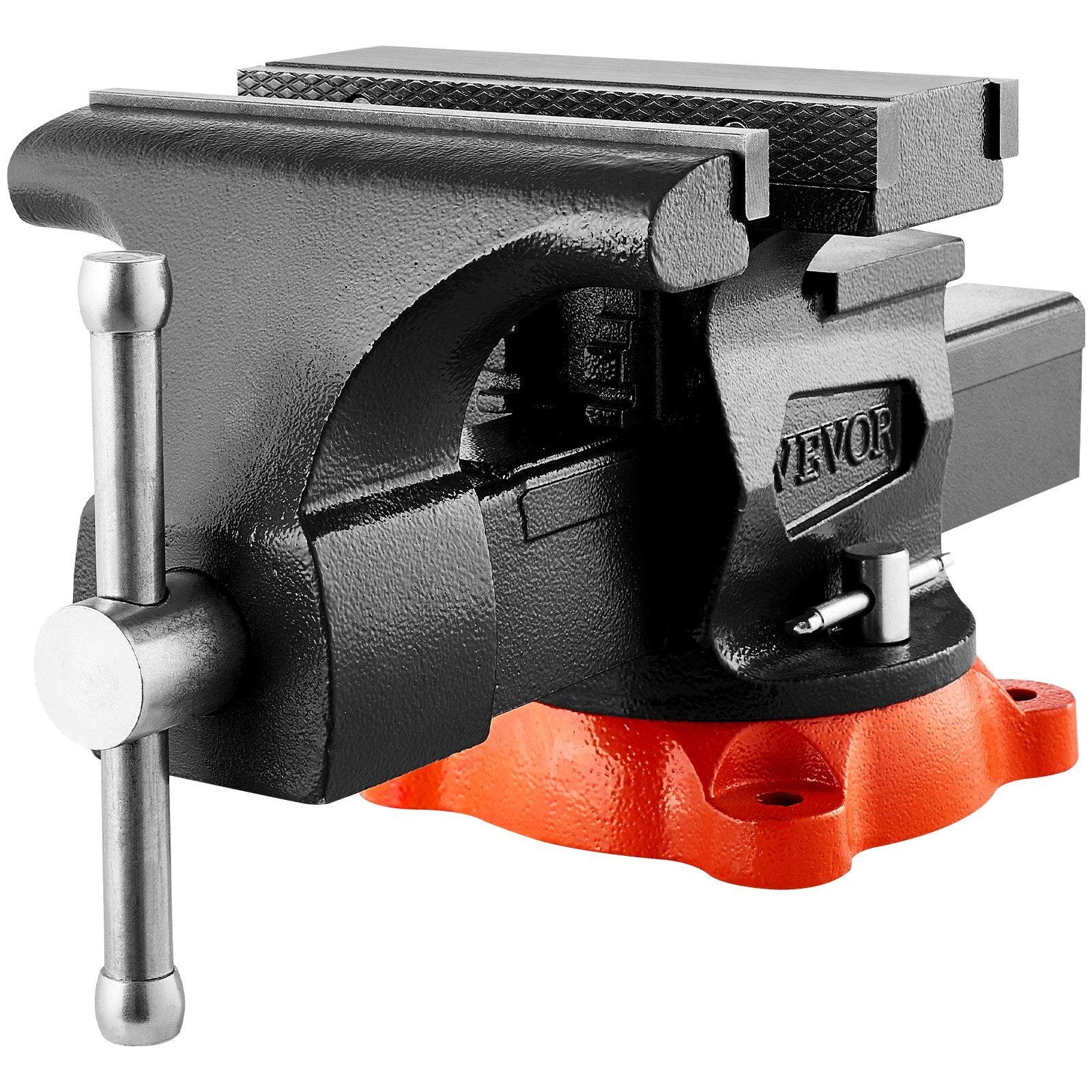 Bench Vise, 8" Jaw Width, 8" Max Jaw Opening Multipurpose Vise with 360? Swivel Locking Base, 3.7" Throat Depth, Heavy Duty Ductile Iron Workbench Vise, Two-Way Jaws for Clamping Round Pipes