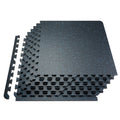 0.56 Inch Thick Gym Floor Mats, 25 Tiles Rubber Top with EVA Foam, 25" x 25" Gym Flooring Workout Mats with 100sq.ft Coverage, Interlocking Puzzle Gym Mats for Gym, Home, Garage, Black & Blue