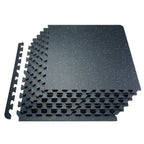 0.56 Inch Thick Gym Floor Mats, 25 Tiles Rubber Top with EVA Foam, 25" x 25" Gym Flooring Workout Mats with 100sq.ft Coverage, Interlocking Puzzle Gym Mats for Gym, Home, Garage, Black & Blue