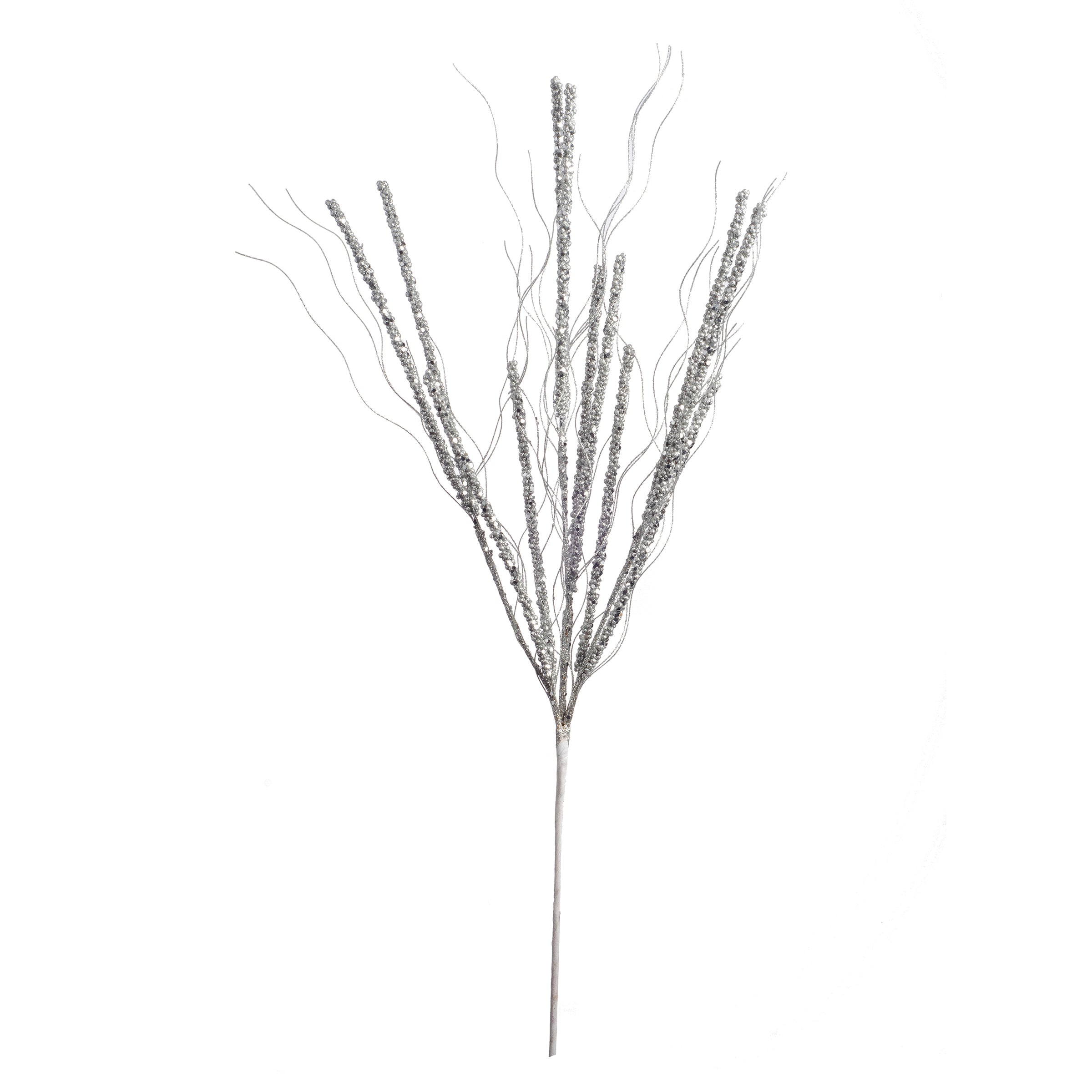 Christmas Floral Silver Spike Glitter Pick 3.9 X 30 Inches