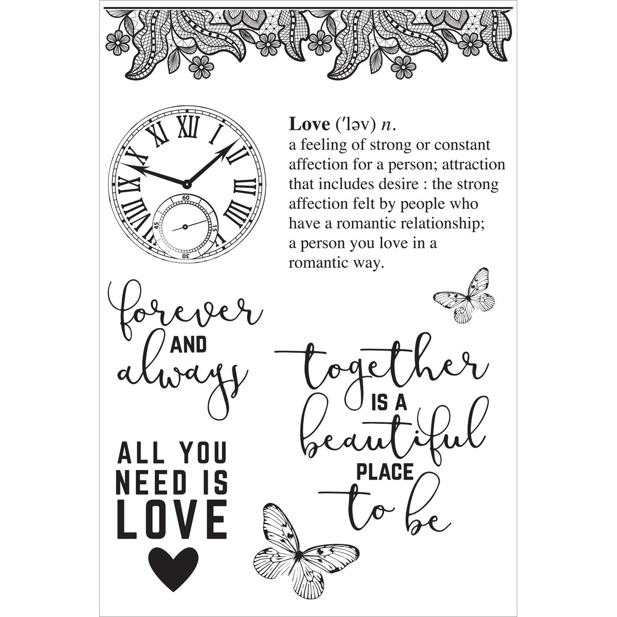 PS I Love You Collection Clear Acrylic Stamps