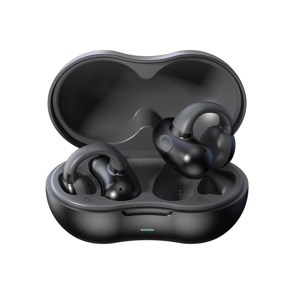 Bone Conduction Bluetooth 5.3 Headphones Ear Clip-On Wireless Sports Earphone Noise Reduction Headset Pink White