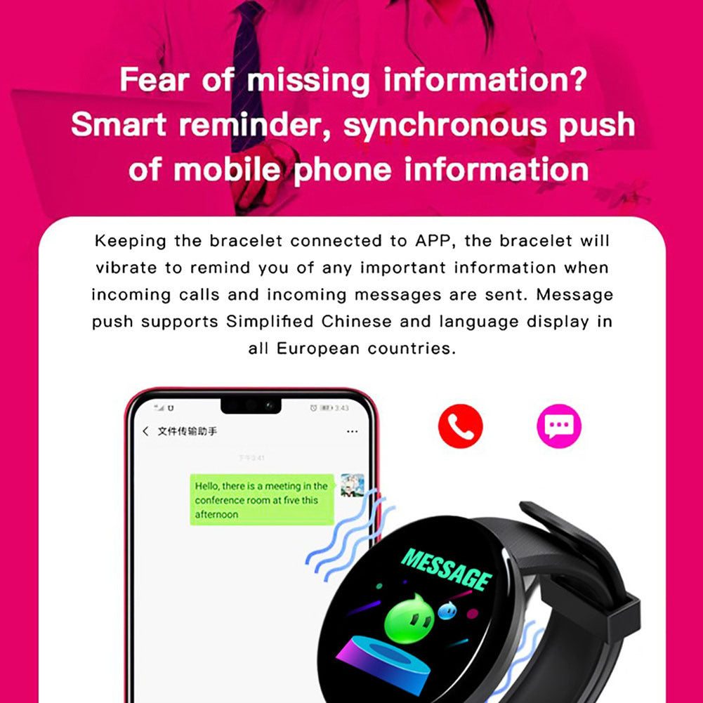 D18 1.44 Inch Sports Smart Watch Round Screen Smart Bracelet Heart Rate Blood Pressure Sleep Monitor red