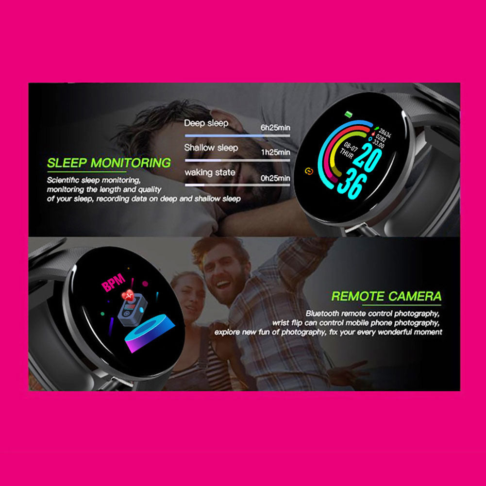 D18 1.44 Inch Sports Smart Watch Round Screen Smart Bracelet Heart Rate Blood Pressure Sleep Monitor red
