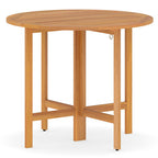 36 Inches Outdoor Folding Round Dining Table with Slatted Tabletop