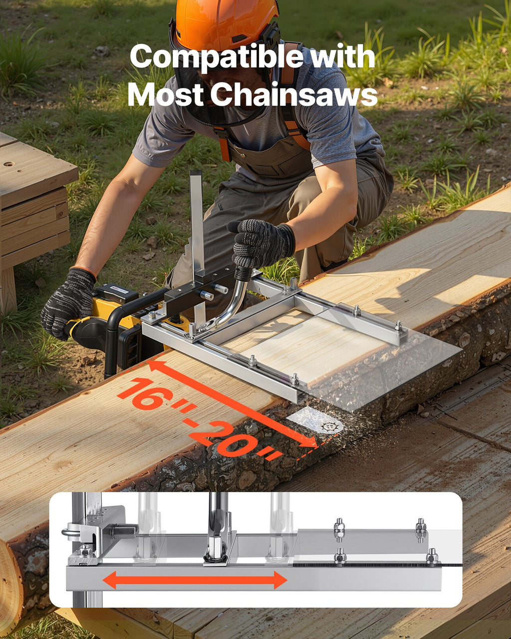 Chainsaw Mill, Portable Sawmill Fits 16-20 in Planking Milling Bar, Lumber Cross Cutting Guide Chain Saw with Shield, 0.2-11.81 in Cutting Thickness, Timber Chainsaw Mill Kit for Woodworkers