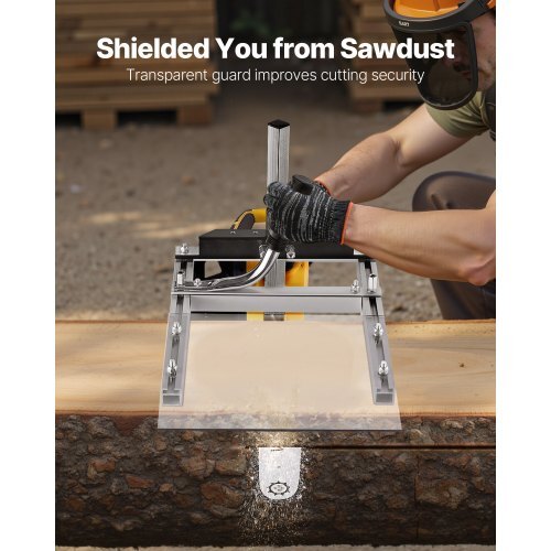 Chainsaw Mill, Portable Sawmill Fits 16-20 in Planking Milling Bar, Lumber Cross Cutting Guide Chain Saw with Shield, 0.2-11.81 in Cutting Thickness, Timber Chainsaw Mill Kit for Woodworkers