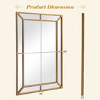 36 x 24 Inch Gold Wall Mirror with Beaded Frame for Living Room-Gold - Color: Gold