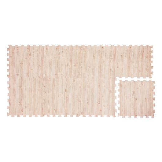 8 Pieces EVA Foam Floor Tiles with Wood Texture - Color: Natural