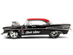 1957 Chevrolet Bel Air Black with Red Top "Pete's Auto Body: Black Widow" "Bigtime Muscle" Series 1/24 Diecast Model Car by Jada