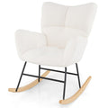 Nursery Rocking Chair with Comfy Backrest and Armrest-Beige - Color: Beige