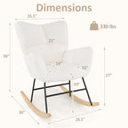 Nursery Rocking Chair with Comfy Backrest and Armrest-Beige - Color: Beige