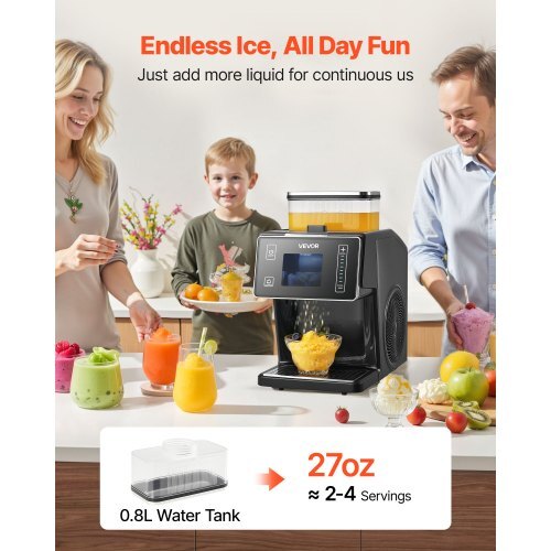 Snowflake Ice Machine, 44LBS/24H Snowflake Ice Maker, Ice-Shaver Machine with Stainless Steel Blade, Electric Snow Cone Maker with 0.2 Gal Tank, 60S Fast Pre-Cooling, for Home & Small Gatherings