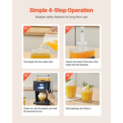 Snowflake Ice Machine, 44LBS/24H Snowflake Ice Maker, Ice-Shaver Machine with Stainless Steel Blade, Electric Snow Cone Maker with 0.2 Gal Tank, 60S Fast Pre-Cooling, for Home & Small Gatherings