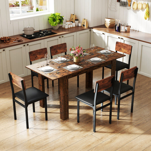Extendable Dining Table for 4-8 People 47"-62" Large Rectangular Kitchen Table-Rustic Brown - Color: Rustic Brown