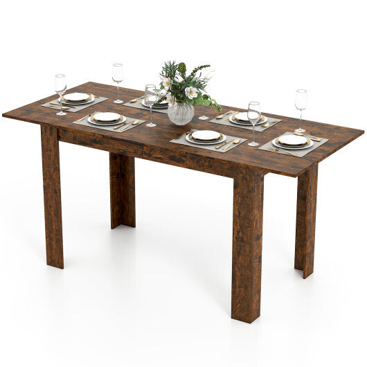 Extendable Dining Table for 4-8 People 47"-62" Large Rectangular Kitchen Table-Rustic Brown - Color: Rustic Brown