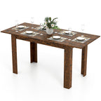 Extendable Dining Table for 4-8 People 47"-62" Large Rectangular Kitchen Table-Rustic Brown - Color: Rustic Brown